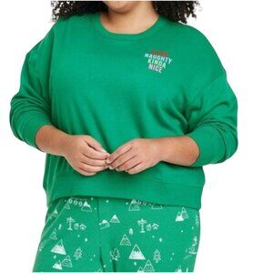 Wonder Shop - Women's Kinda Naughty Kinda Nice Family Sweatshirt - Green - 2X